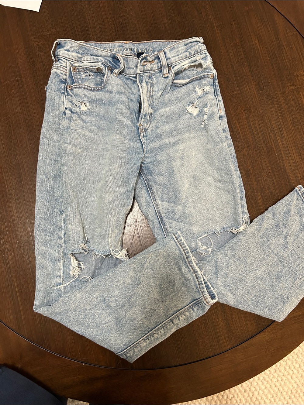 American Eagle Outfitters Light Blue Distressed Boyfriend Jeans
